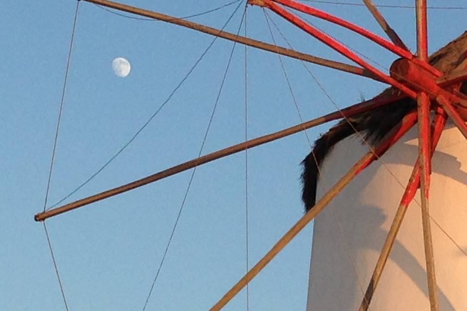 Windmill moon in Mykonos