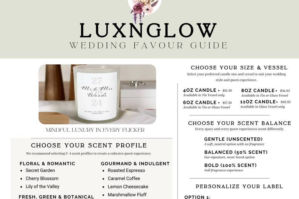 LUXNGLOW Wedding Favour Guide