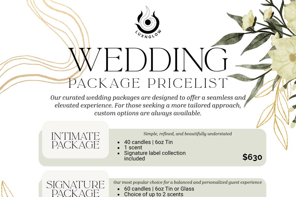 LUXNGLOW Wedding Packages