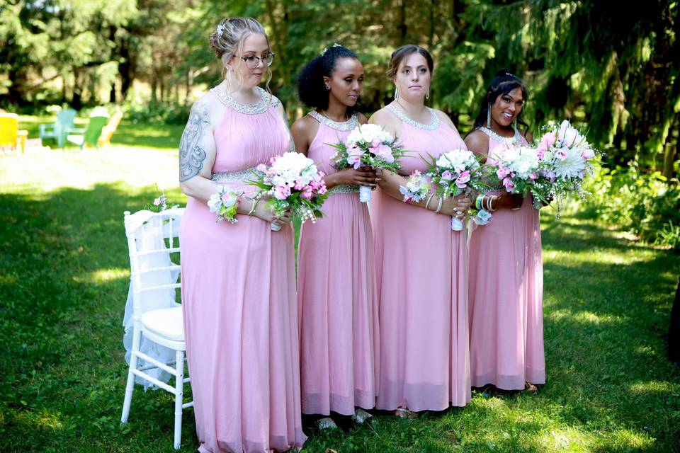Wedding party in pink
