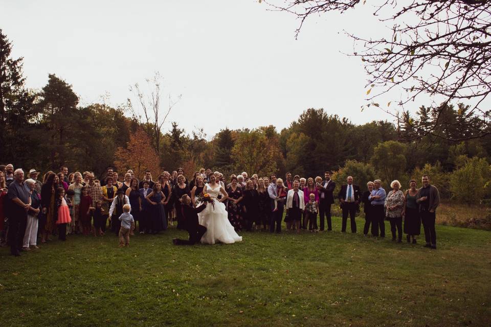 Wedding family photo rustic.