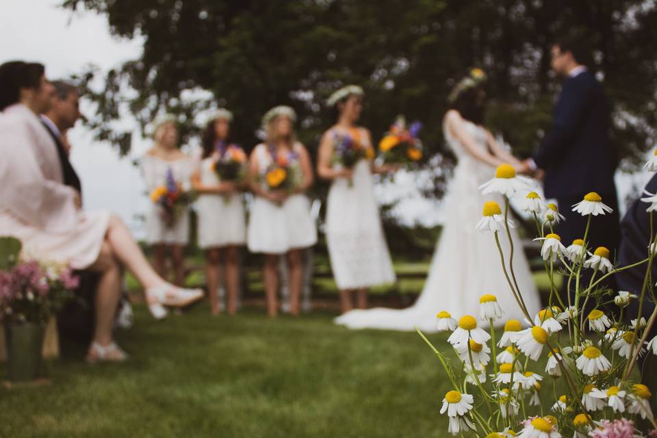 A rainy boho, rustic wedding