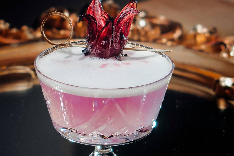 Signature cocktail in pink