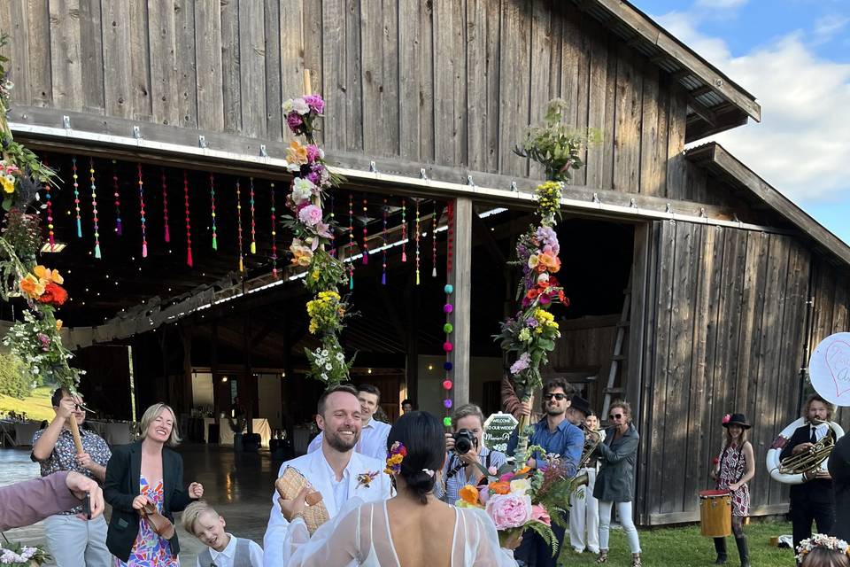 Dancing outside the barn!