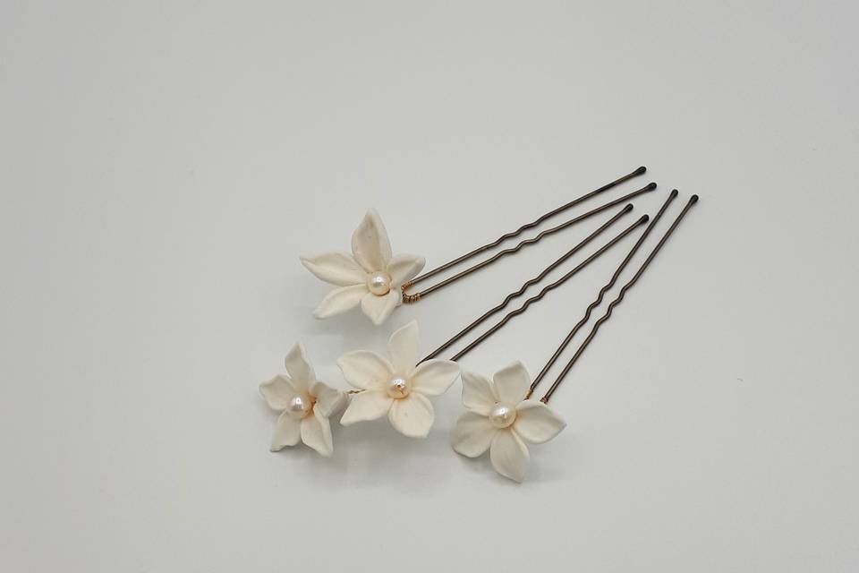 Charlotte Clay Flower Hairpins