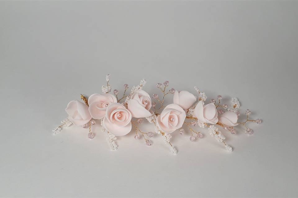 Kaly blush roses bridal headpiece