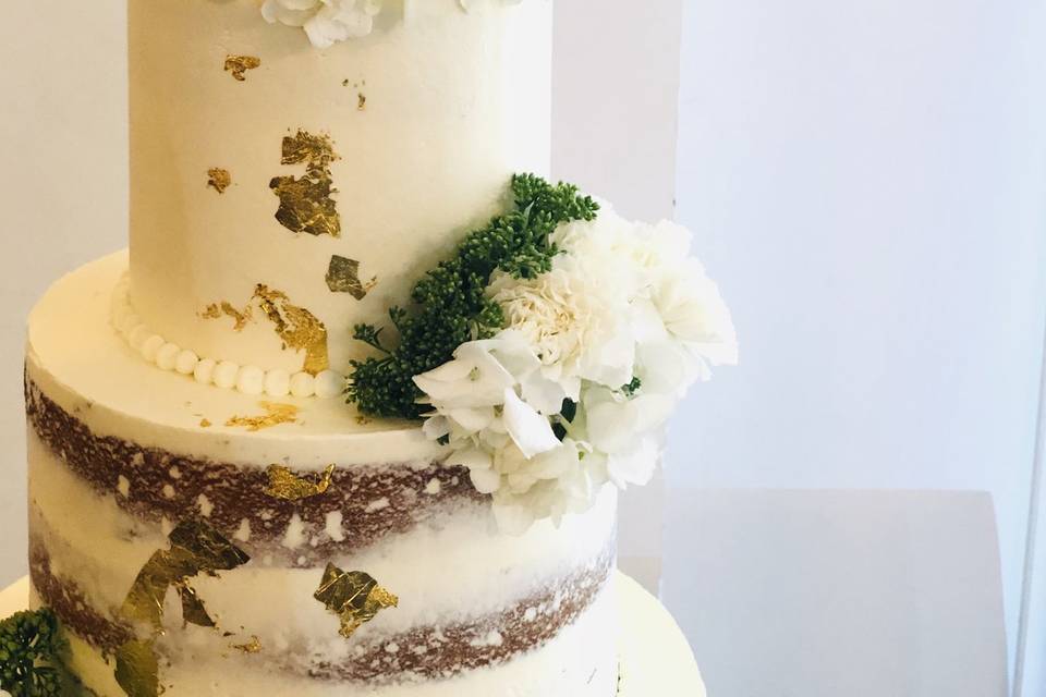 Buttercream, gold leaf,