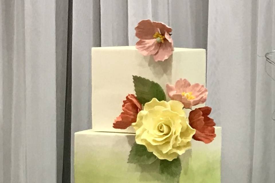 Green ombre Wedding Cake