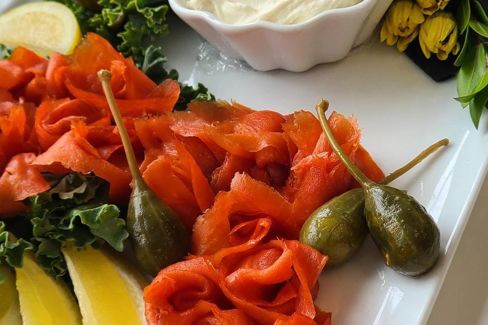 Bagel and lox breakfast plate