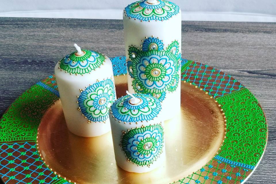 Henna design candle set