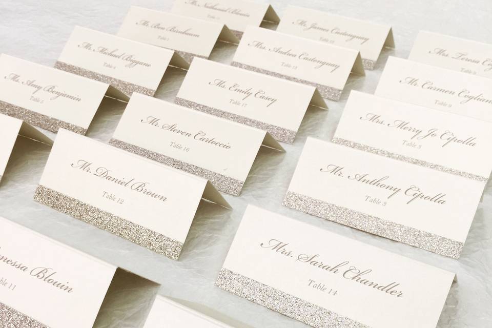 Placecards with glitter