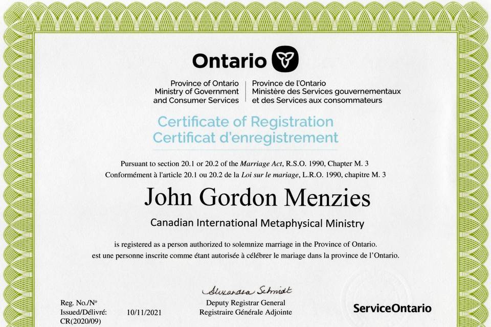 Ontario registration