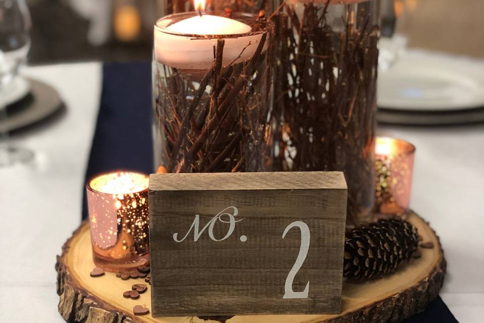 Vase trio and table numbers