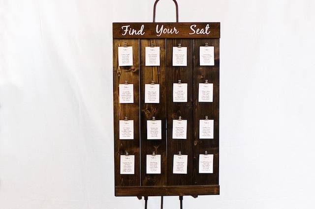 Seating chart and easel