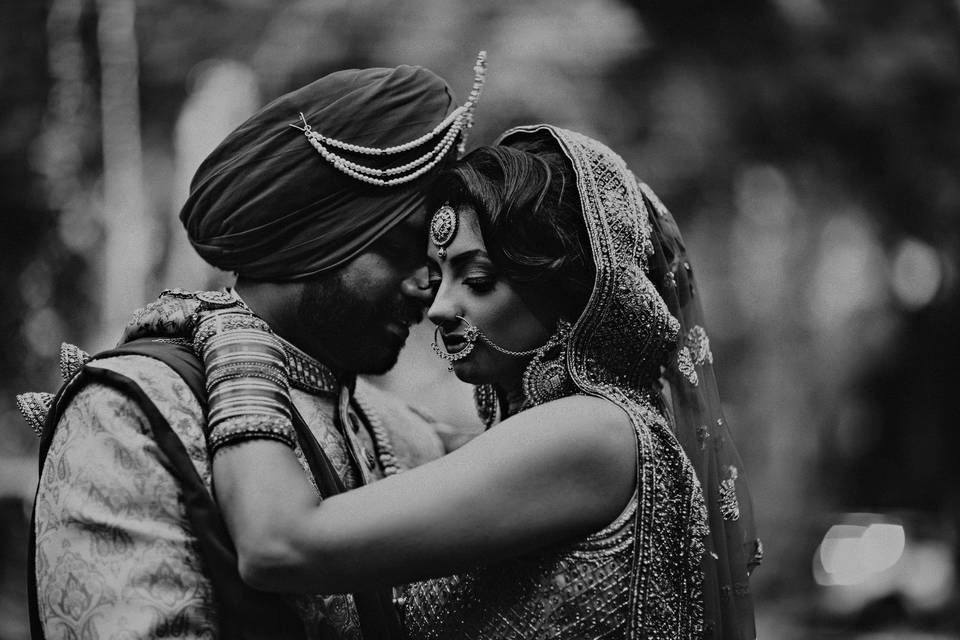 South asian bride and groom