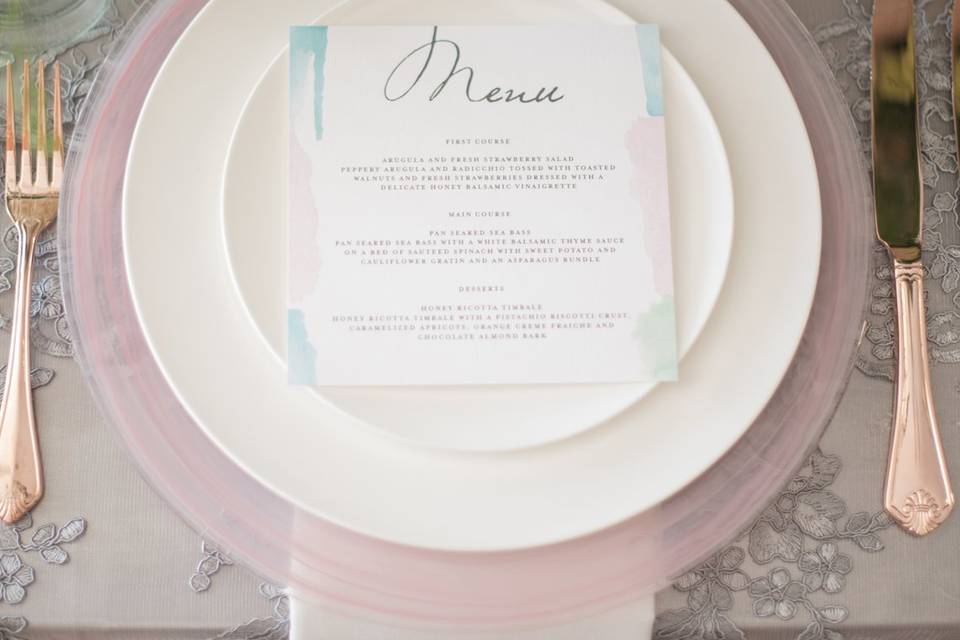 Watercolour menu