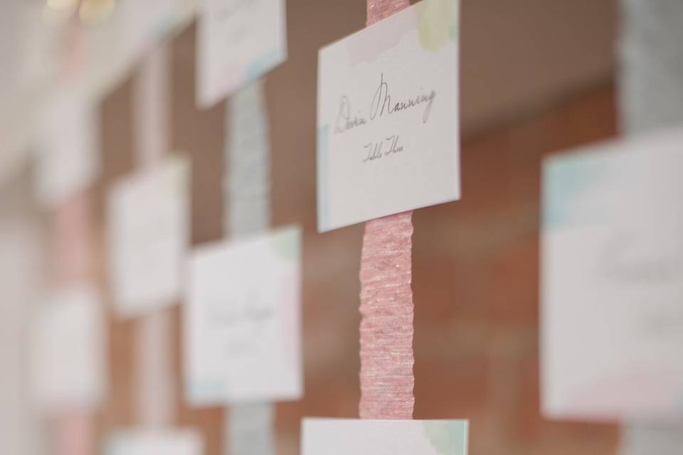 Watercolour place card display