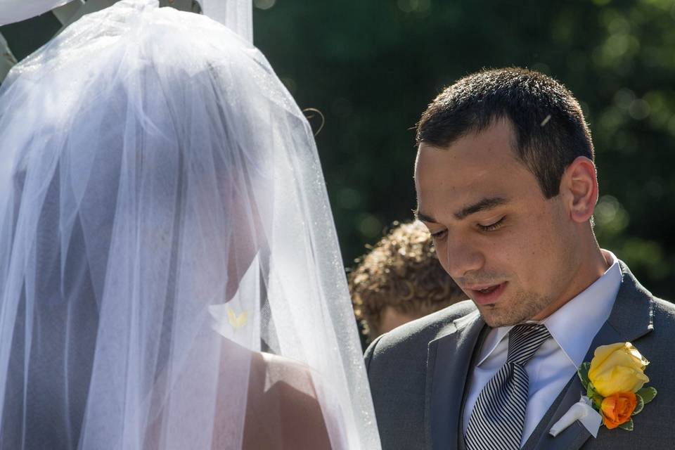 Groom reading vows