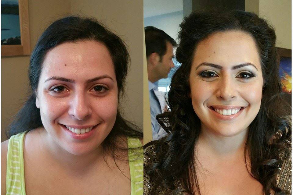 Bridal makeup before and after