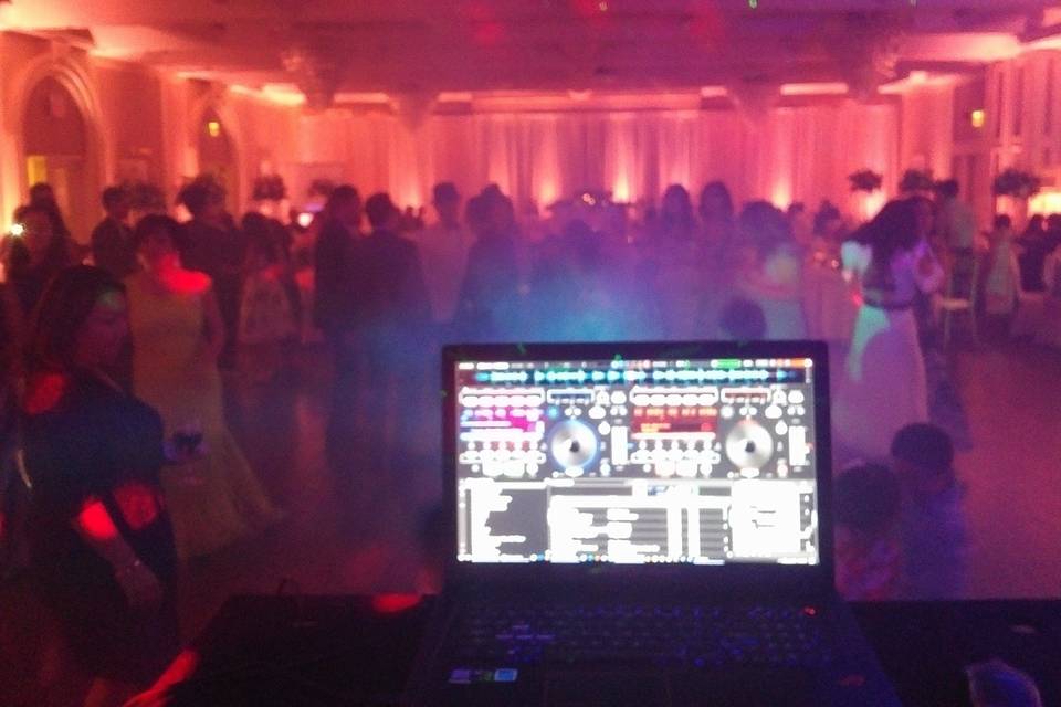 Behind the booth