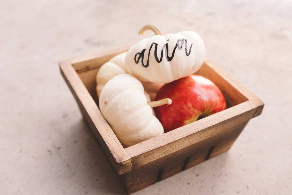 Pumpkin and apple placecards