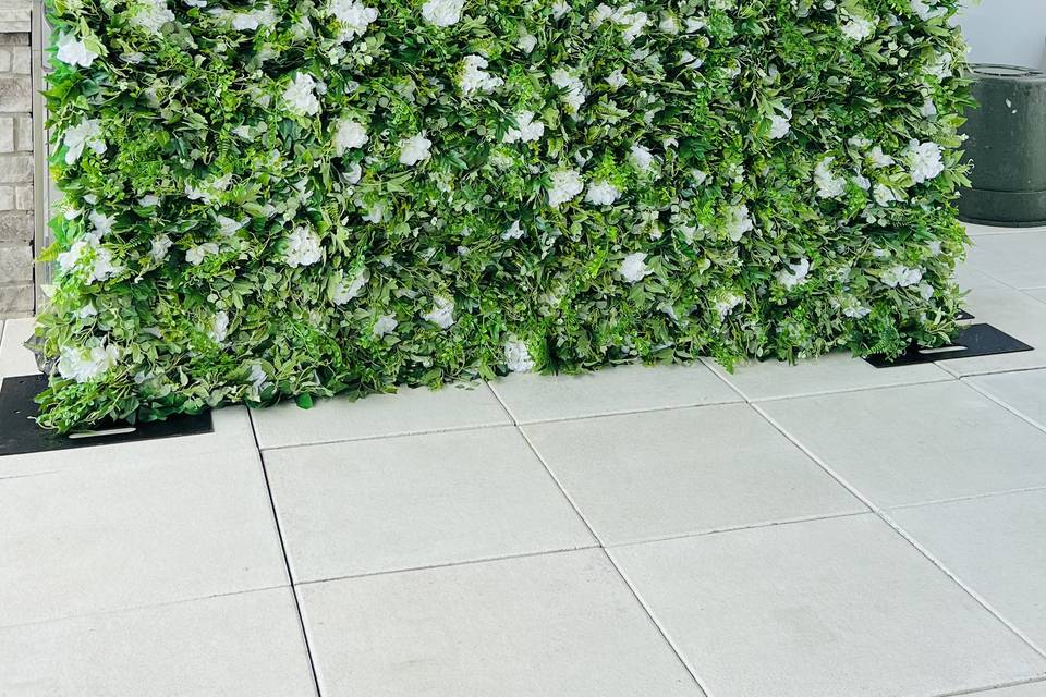 Green white floral wall