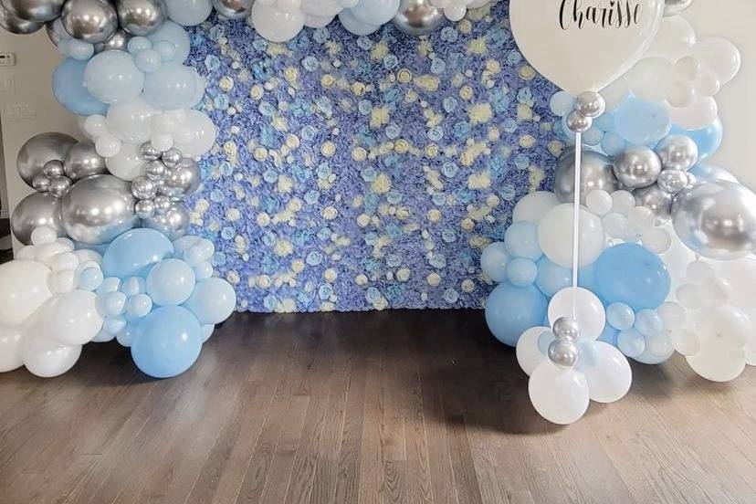 Blue flower wall backdrop