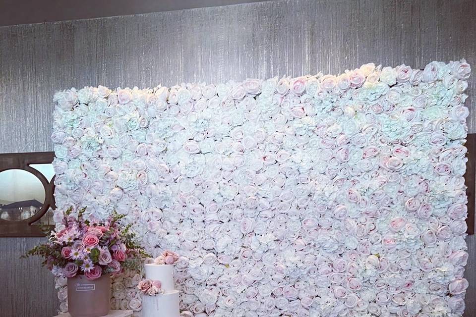 blush pink flower wall