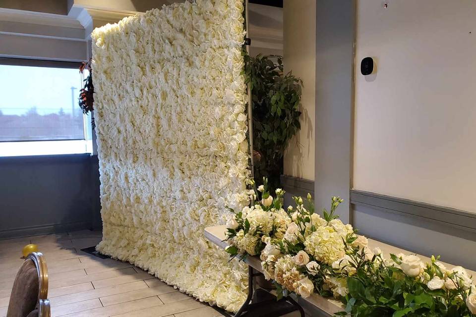 White flower wall backdrop