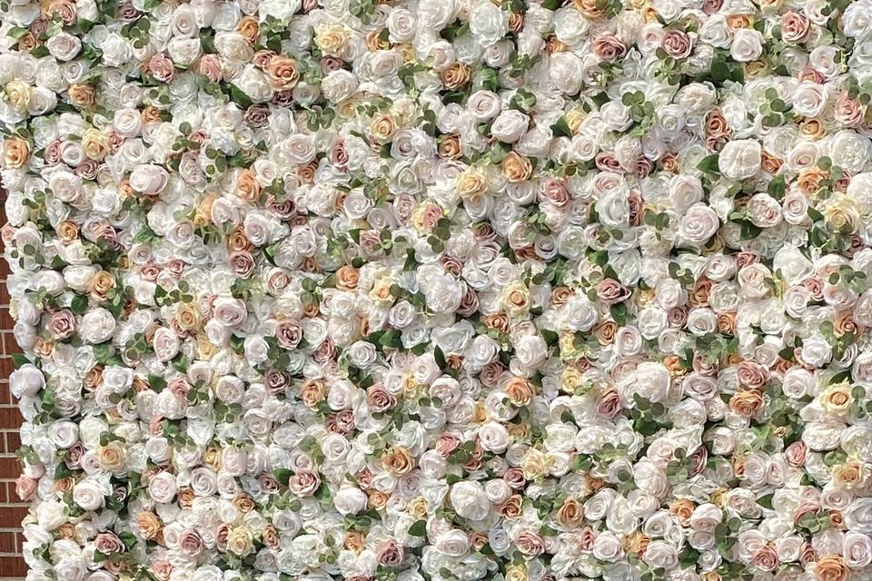 Champagne flower wall backdrop