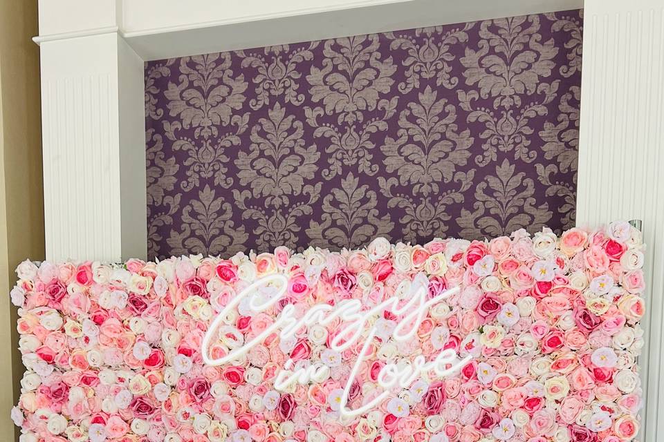 Pink flower wall backdrop