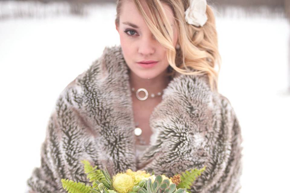 Bride with her bouquet