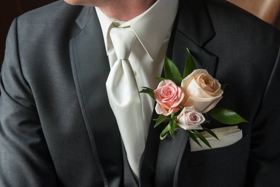 Pink and peach boutonniere