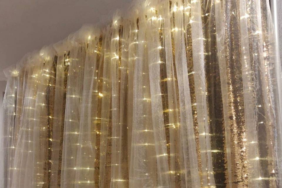 Backdrop yellow fairy lights