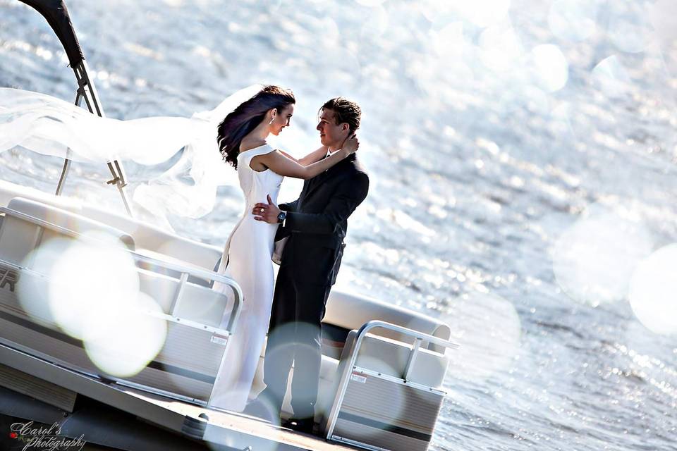 Bride on sports car