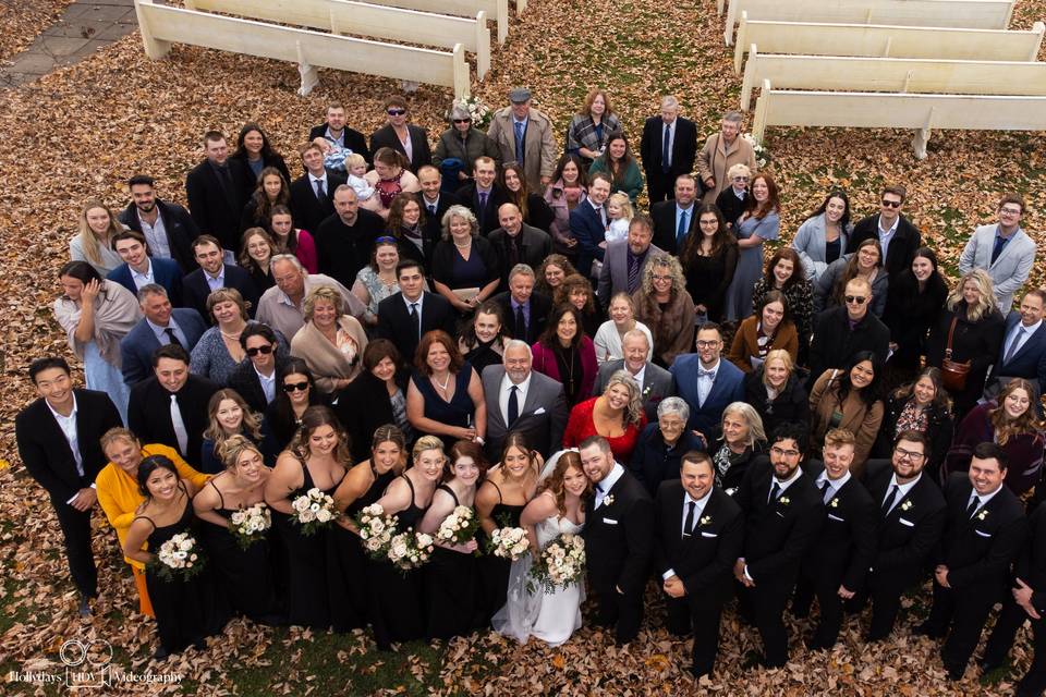 Group Wedding Drone Photo