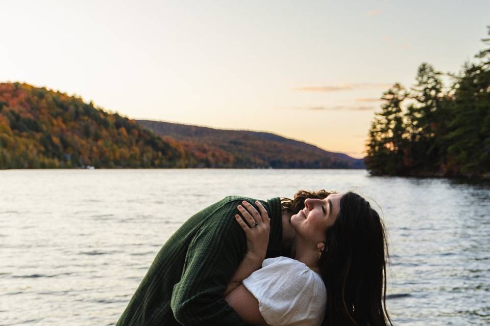 Sunset Engagement Kiss Dip