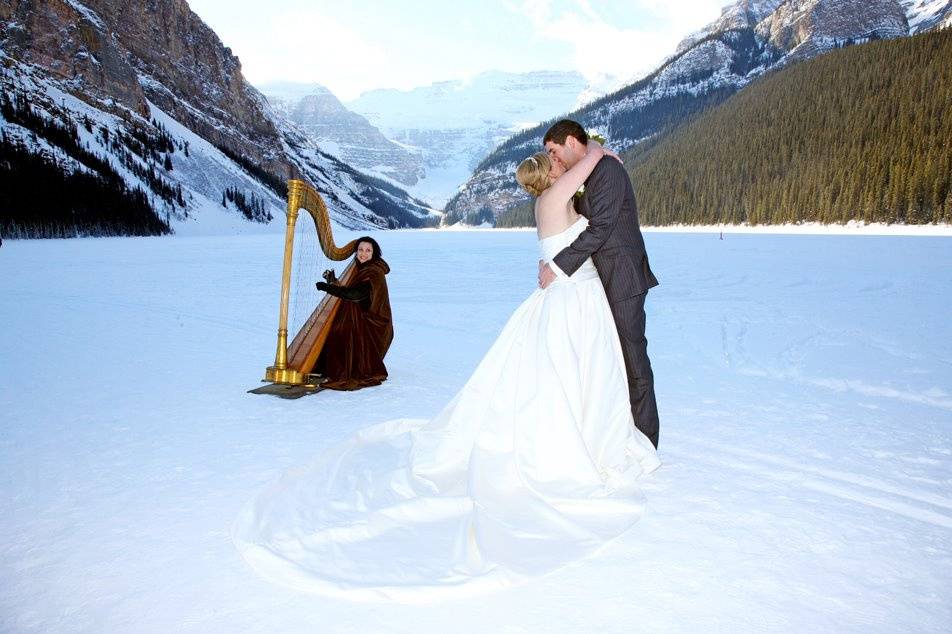 Harp Angel Harpist Winter Wedding