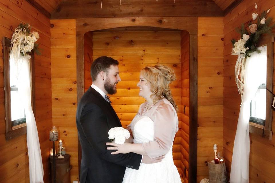 Denim and snow wedding