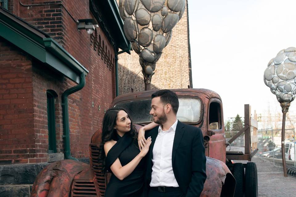 Sweet couple in front of truck
