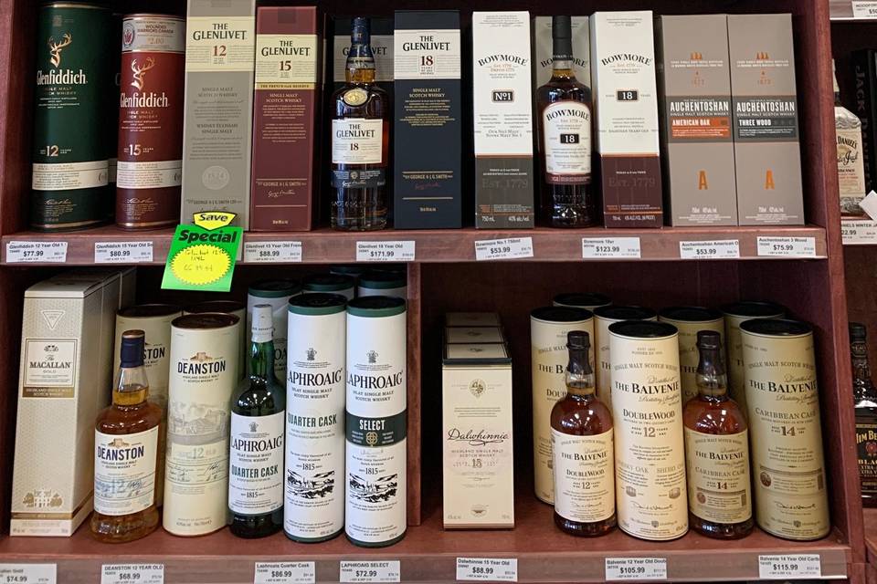 Large selection of scotches