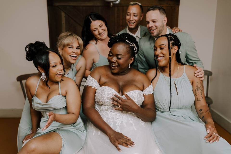 Bride with her crew