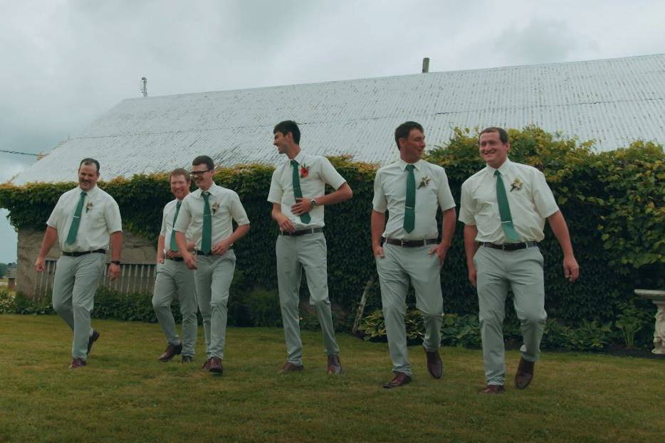 Groomsmen walking