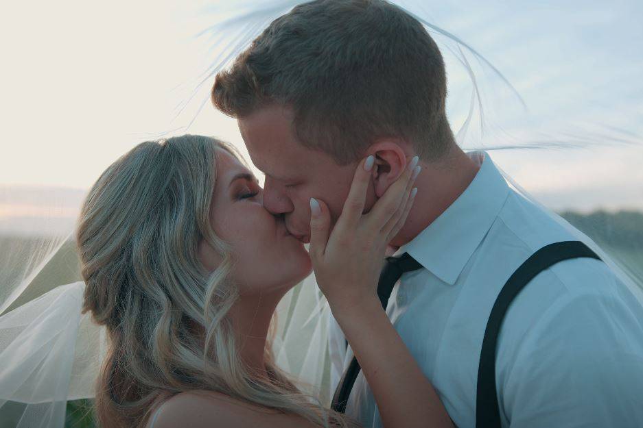 Bride and Groom kissing