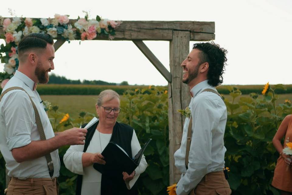 Grooms at the alter