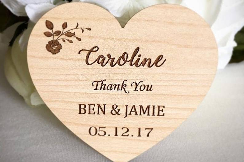 Engraved wedding favours