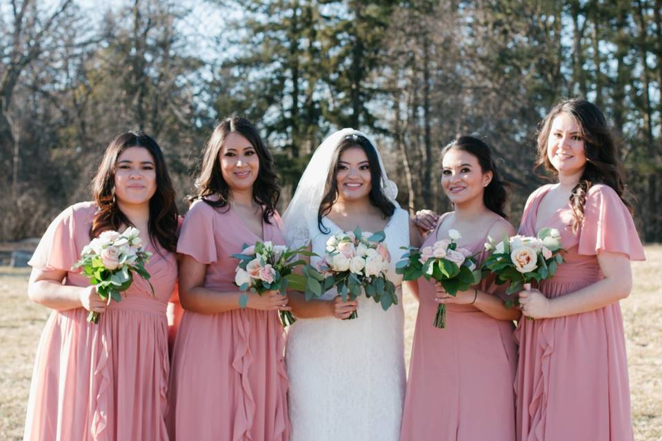 Bride and bridesmaids squad