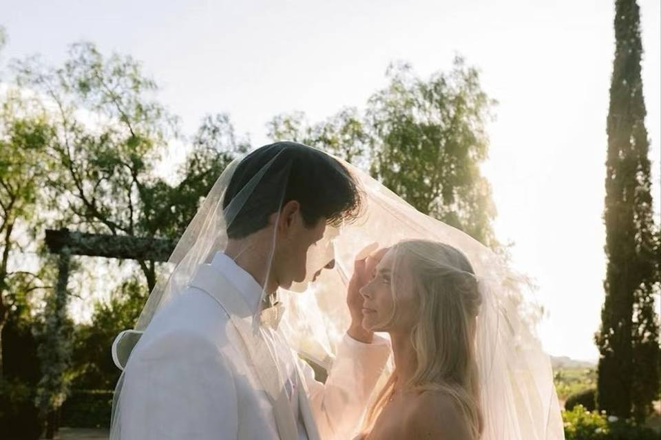 A Kiss Framed by Nature’s Ligh