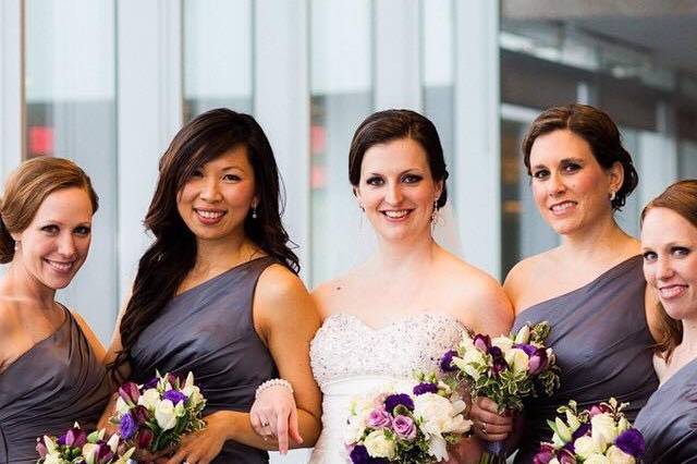 With bouquets