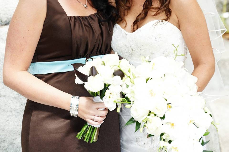 Bride and bridesmaid